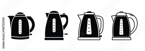 electric kettle silhouette icon vector illustration of modern kitchen appliance.