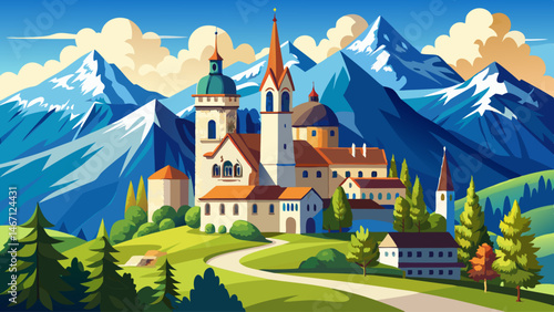 Liechtenstein Vaduz Cathedral Under Blue Sky