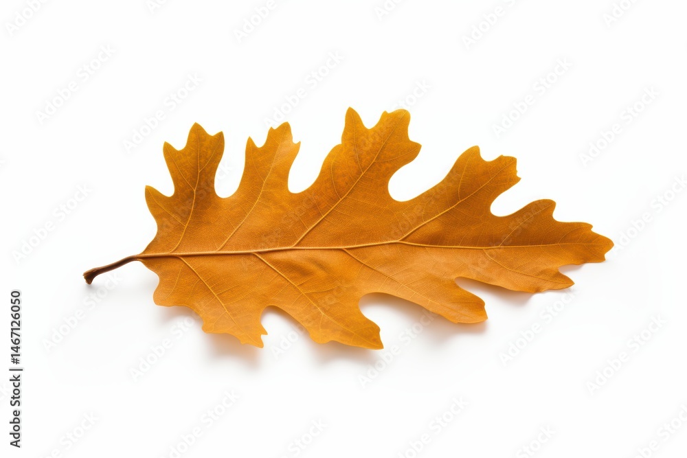 Fototapeta premium Golden autumn oak leaf vibrant fall colors isolated on white background