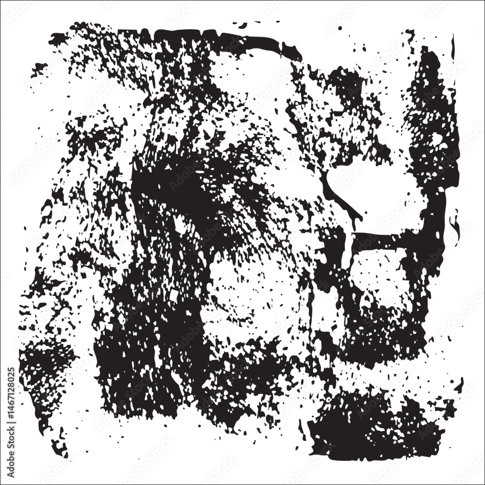 Fototapeta premium A fragmented textured portrait of a human head in stark black and white.