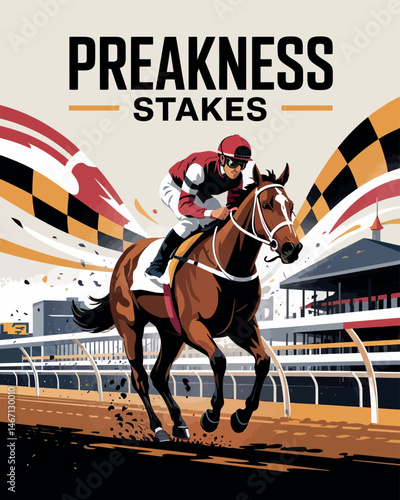 Preakness Stakes Horse Racing Jockey Speed Race Art Poster