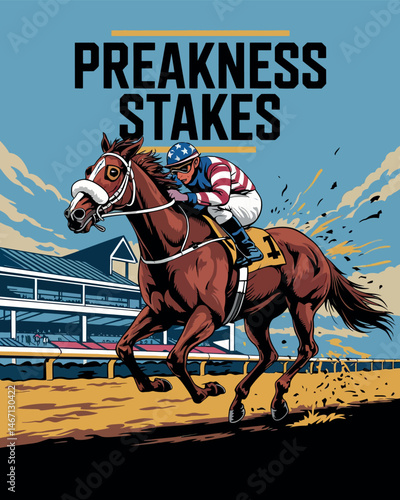 Preakness Stakes Horse Racing Jockey Speed Race Art Poster