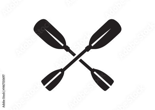 Crossed Canoe Boat Paddle Silhouette Vector