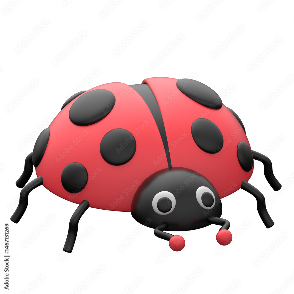 Fototapeta premium Ladybug 3D icon on transparent background 