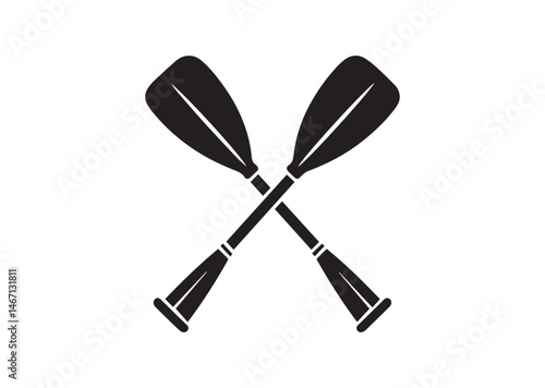 Crossed Canoe Boat Paddle Silhouette Vector