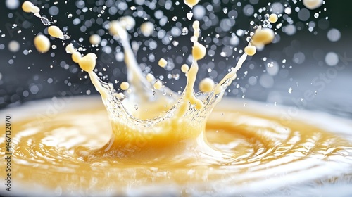 Dynamic Yellow Liquid Splash with Dark Background