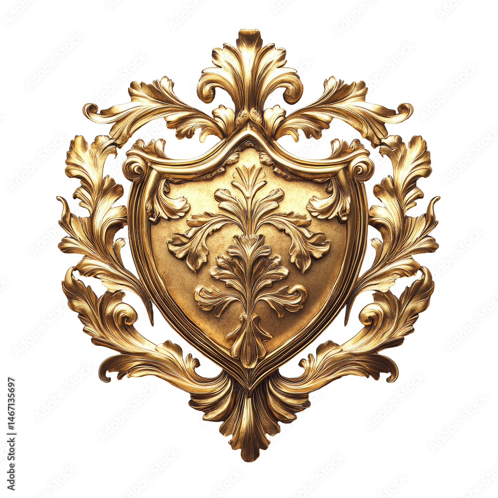 Fototapeta premium Golden Shield on Transparent Background