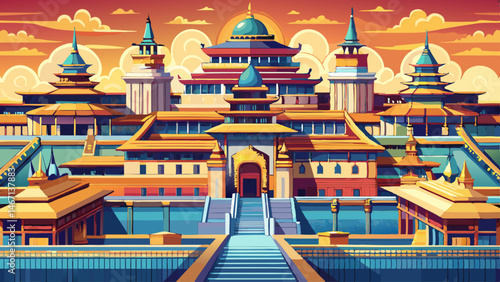  Grand Palace architecture building detailed.