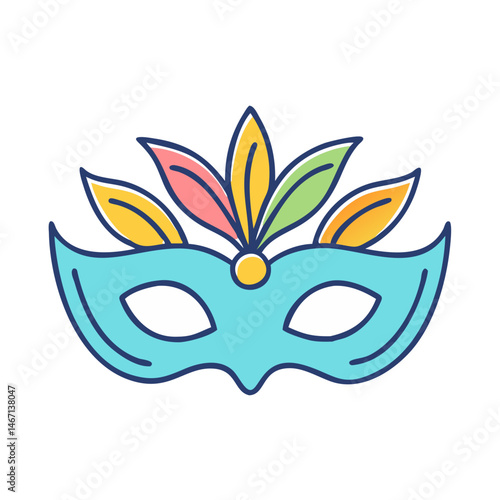 Mardi gras mask carnival venetian festival celebration party costume masquerade ball blue yellow design