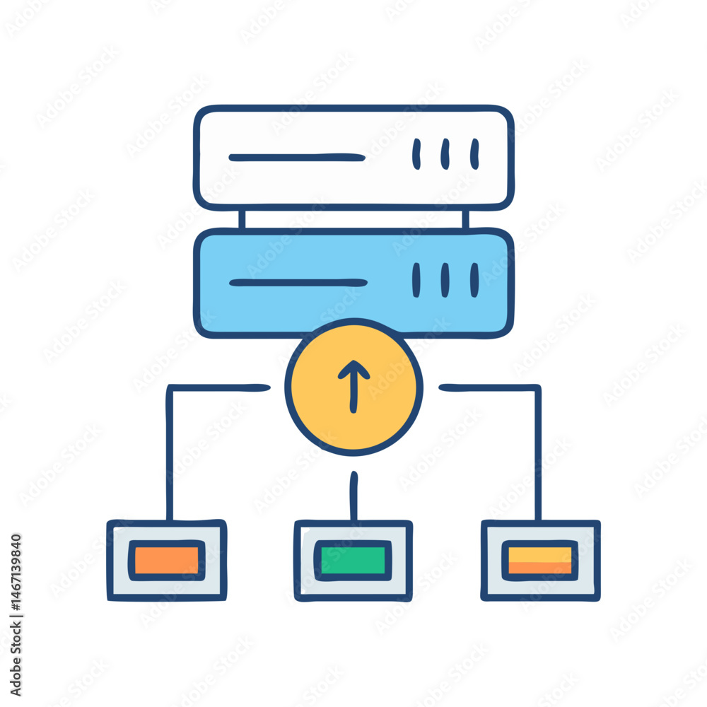 Illustration of data server upload network connection diagram for cloud computing and hosting Illustration of data server upload network connection diagram for cloud computing and hosting