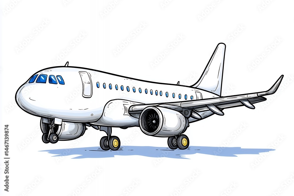 Fototapeta premium White Passenger Airplane Pixel Art Illustration