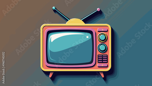 Retro TV set with colorful design and playful features, digital art concept