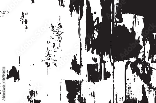 A distressed textured black and white wall displays peeling paint fragments.