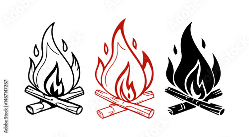 set of fire flames