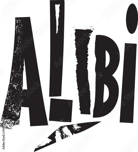 A bold stylized word ‘Alibi’ is presented with a sharp knife .