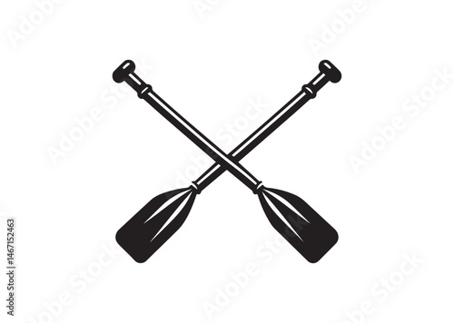 Crossed Rowing Oars Silhouette Vector