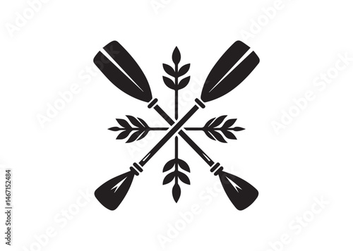 Crossed Rowing Oars Silhouette Vector