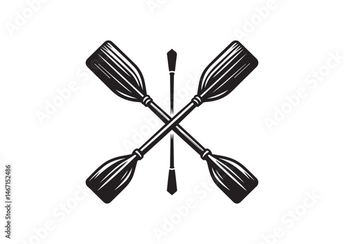 Crossed Rowing Oars Silhouette Vector