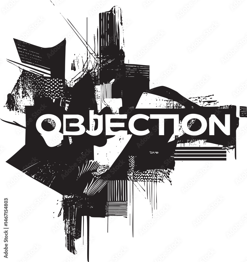 Obraz premium A stark black and white depicts fragmented city structures rising from a textured chaotic base.