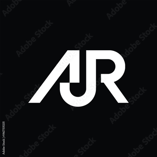this is a flat monogram logo design of initial letters AJR in white color that looks clean on a black background