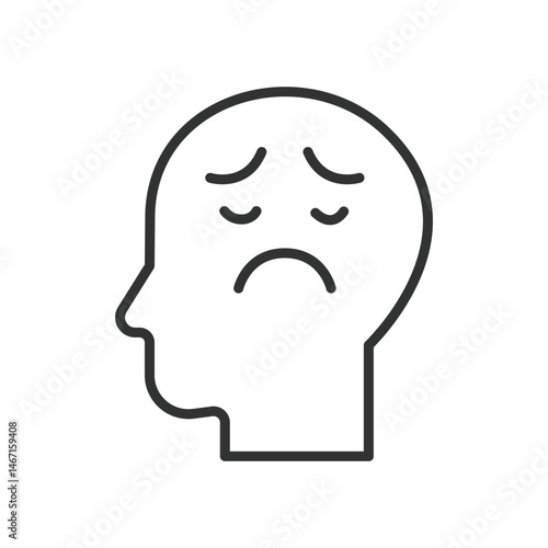 Melancholy, icon in line design. Melancholy, sadness, sorrow, sadness icon, tears, emotion, depression on white background vector. Melancholy, editable stroke icon