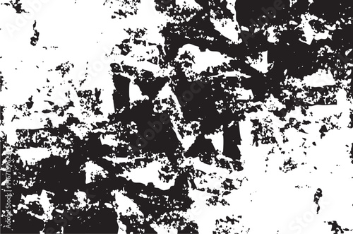 Abstract black and white shapes create a textured chaotic composition.