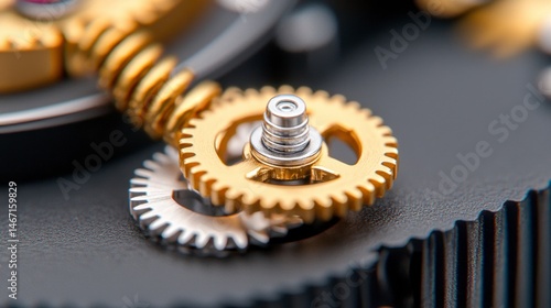 Intricate Gold and Silver Gears Close Up