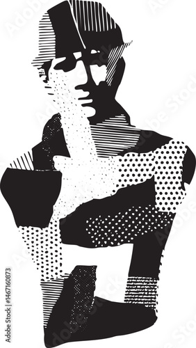 A silhouetted figure with a contemplative expression gazes intensely into the distance.