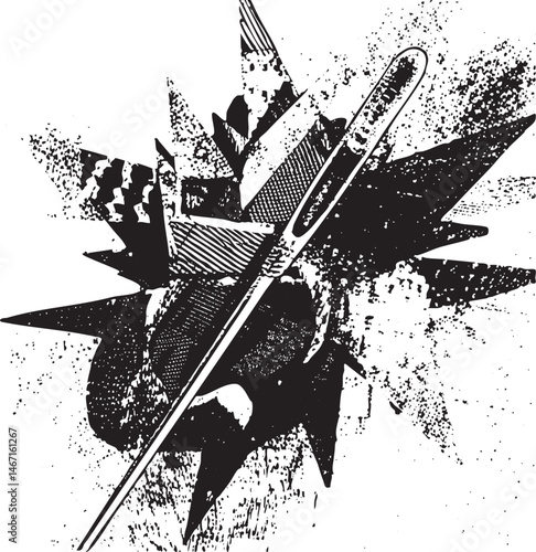 A pierces a stylized leaf  creating an abstract .