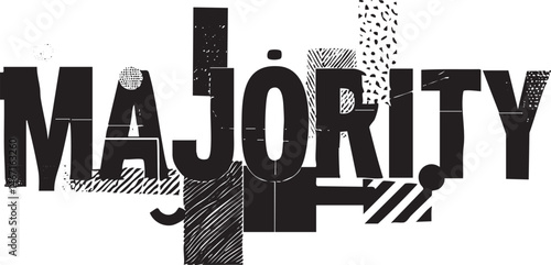 Bold black letters spell out the word 'MAJORITY' against a white background.