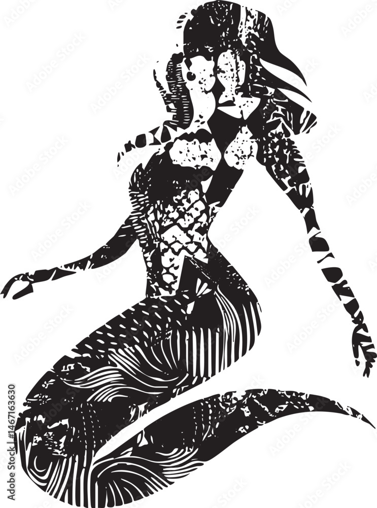 Fototapeta premium A solitary female figure gracefully poses against a dark background.