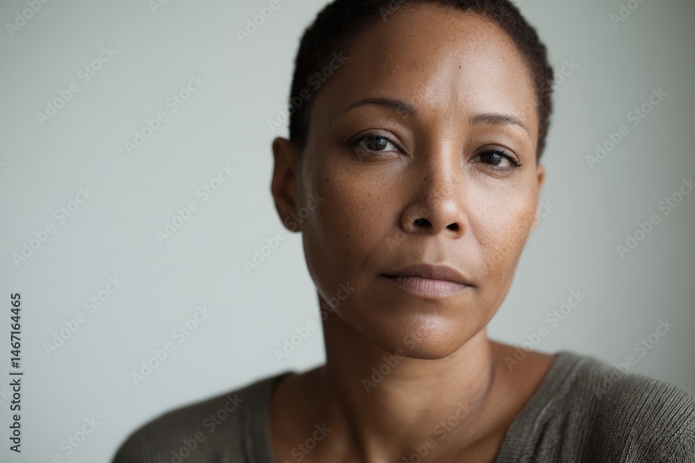 portrait of diverse individual with solemn expression photographed against simple clean background portrait of diverse individual with solemn expression photographed against simple clean background