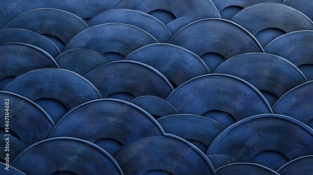 Fototapeta premium Minimalist Japanese Wave Pattern in Deep Indigo