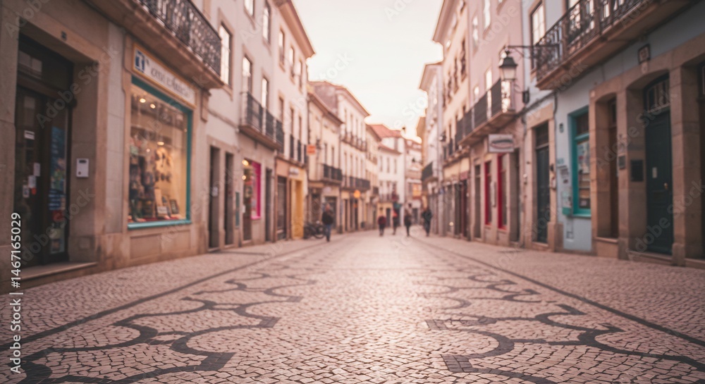 Obraz premium Rue pavée ensoleillée ambiance chaleureuse