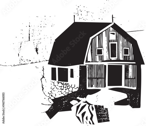 A simple rustic wooden house sits nestled beside a serene body of water.