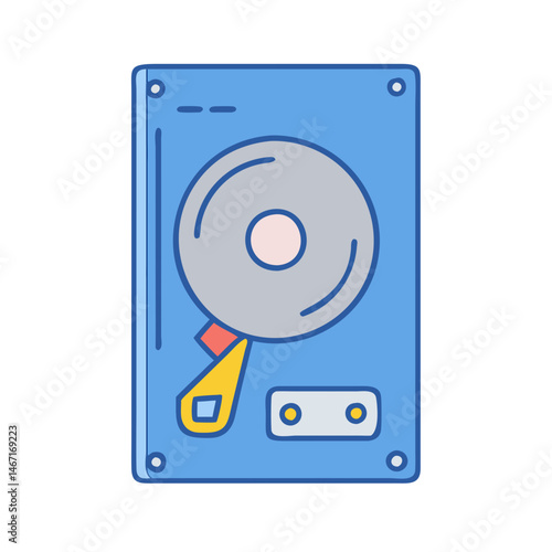 Illustration of hard disk drive hdd internal computer data storage device technology component
