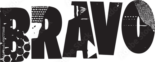 Bold black letters spell the word '' with textured footprints.