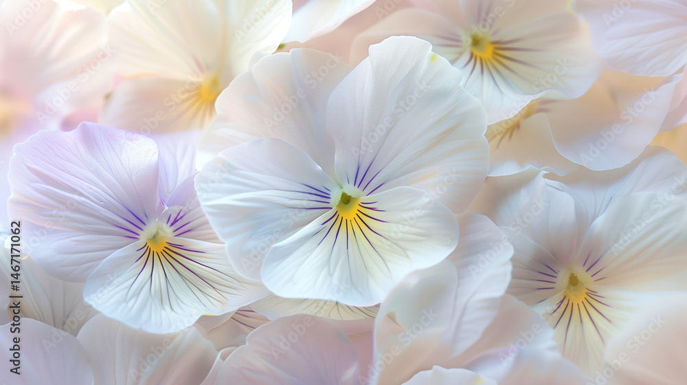 Naklejka premium Pastel Pansy Flowers Close-Up – Delicate and Dreamy Spring Floral Background.Created by AI.