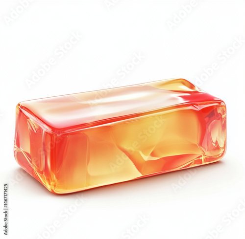 transparent clear delicious jelly rectangle isolated on a white background