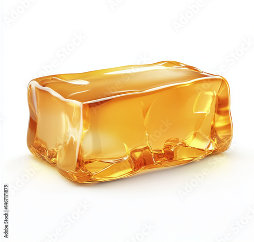 transparent clear delicious jelly rectangle isolated on a white background