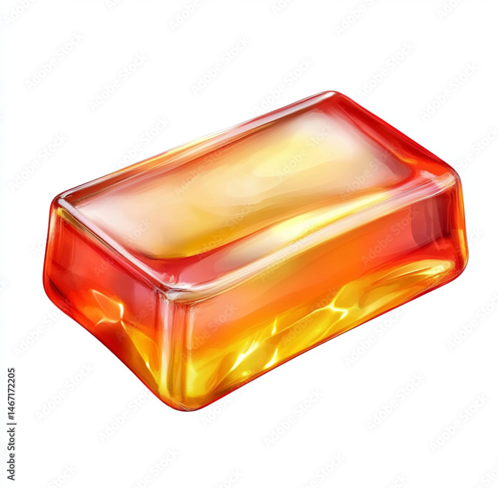 transparent clear delicious jelly rectangle isolated on a white background