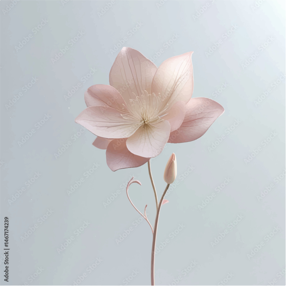 Obraz premium A beautiful pink lily blossom, isolated against a soft pink floral background, showcases the delicate petals of this spring nature illustration
