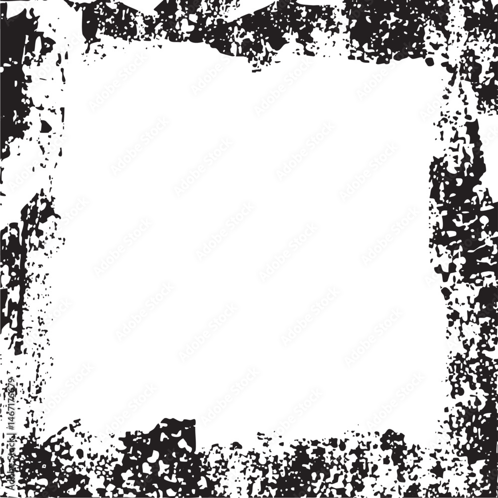 A distressed textured square frame dominates the . A distressed textured square frame dominates the .