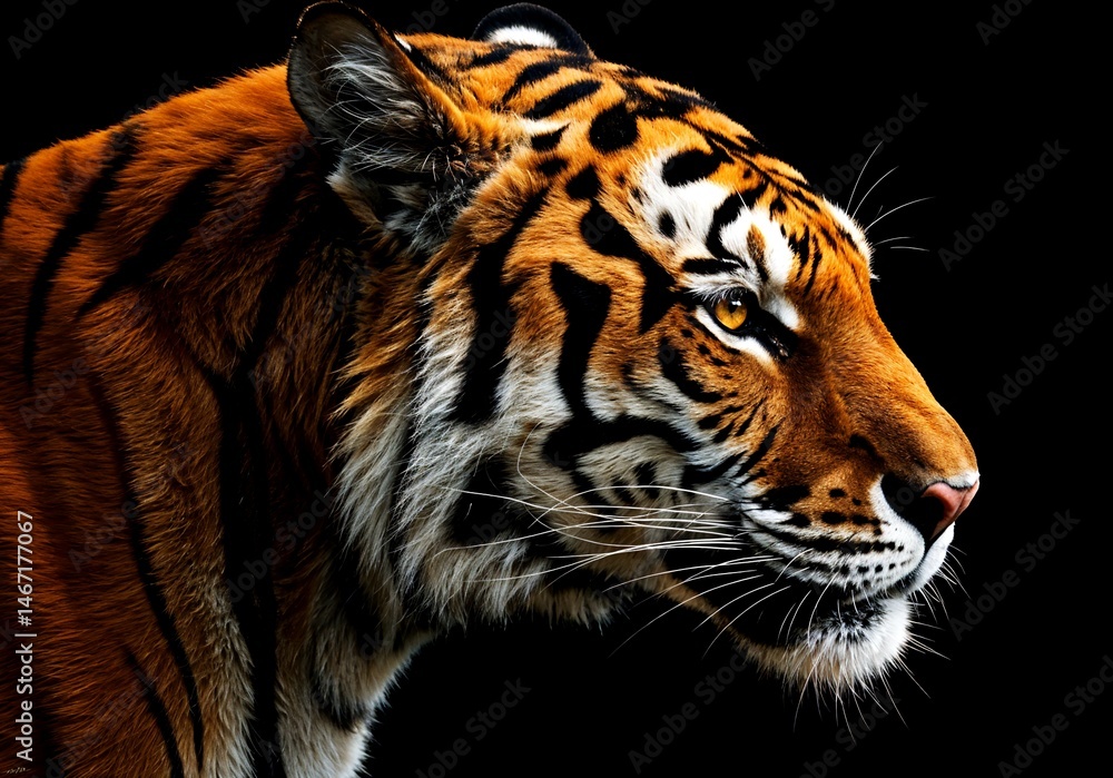 Naklejka premium 獲物を見据える虎の美しい横顔【Generative AI】 