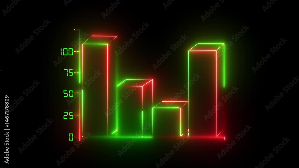 Abstract neon line business graph animation. neon line business graph icon animation on black background. Success business graph and growing graph icon animation Abstract neon line business graph animation. neon line business graph icon animation on black background. Success business graph and growing graph icon animation