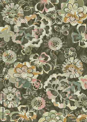 Seamless Floral Leaf Pattern with Soft Textured Design
