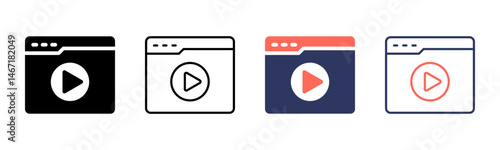 Video icon sheet multiple style collection