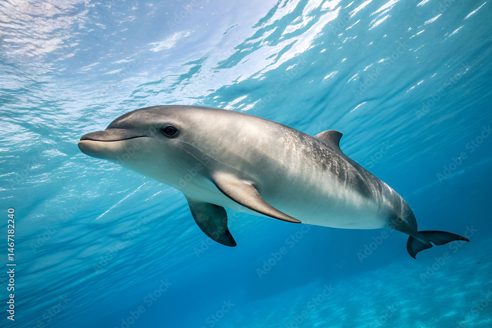 Naklejka premium Harbor porpoise on blue background
