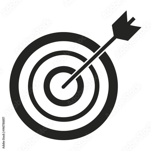 Target bullseye with arrow outline icon on white background
