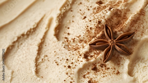 39. Macro view of chai spice ice cream with a sprinkle of cinnamon on top